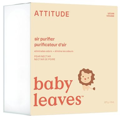 ATTITUDE Baby Air Purifier, Activated Carbon Freshener, Odor Remover, Plant and Mineral-Based, Vegan, Pear Nectar, 227 grams