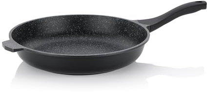 kela Sartén 32 cm STELLA NOVA, sartén de inducción con sistema de control de aceite, fundición de aluminio recubierta, mango suave al tacto, sartén para paella