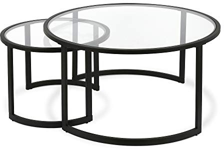 Mitera Round Nested Coffee Table in Blackened Bronze