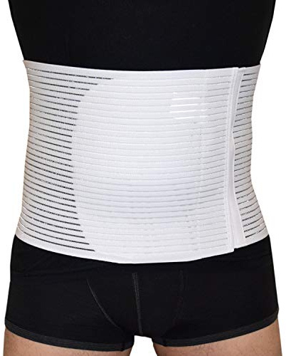 BODYPERFECT Orthèse de compression pour l'estomac Bandeau abdominal Post-opératoire Unisexe Correcteur Post-opérationnel Soulage les maux de dos Fermeture réglable L BLANC
