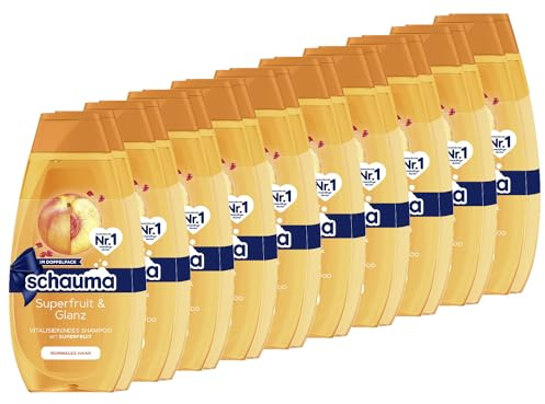 Schauma Schwarzkopf Shampoo Superfruit & Glanz, 2er Pack (10x 2x400 ml), mit Superfruit-Extrakt stärkt das Haar & verleiht einen natürlichen Glanz, silikonfrei & vegane Formel