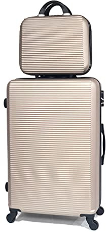 CELIMS Großer Koffer, 90 l, mit Kosmetiktasche, Champagner #59, Grande Avec Vanity