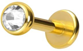 PIERCINGLINE Chirurgenstahl Labret Stecker KRISTALL Piercing Lippe Ohr Nase Farb & Größenauswahl
