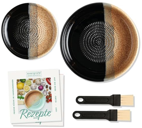 evergrate Geniales Duo: Tellerreibe + Dipschale Motiv Desert mit 2 Küchenpinsel und 2 Rezepthefte