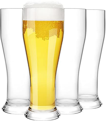 COOKY.D Cerveza Trigo Vasos de pinta Irrompible Tritan-Plástico Grandes Juegos de Vajillas Único Para Fiesta Perfecto Para Piscinas Camping Picnics lavavajillas 480 ML/16.8 OZ,Juego De 4