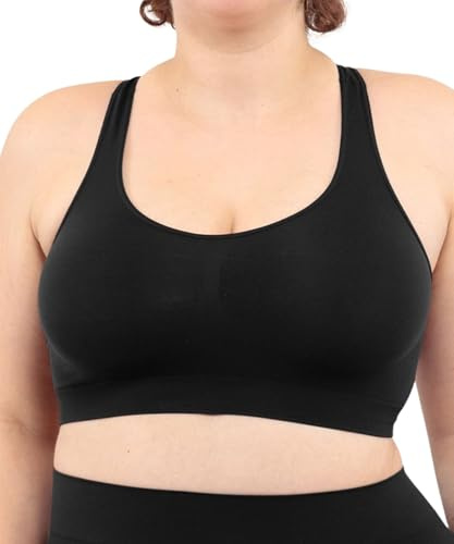 LEELA LAB Bralette Donna Taglie Forti, Reggiseno Senza Ferretto Garantisce Supporto Senza Stringere, Realizzato con Tecnologia Seamless Senza Cuciture - Made in Italy (Black, L/XL)