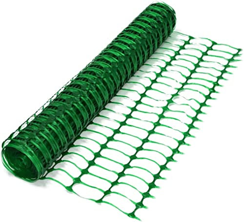 1m x 50m Heavy Duty Green Plastic Mesh Safety Barrier Fence Netting, High Visibility, Durable, Weatherproof and Reusable Plastic