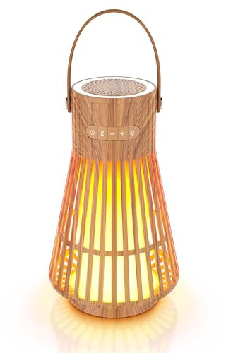 blonbar Outdoor Bluetooth-Lautsprecher mit Flammenlicht, Tragbarer Kabelloser Musikbox, IP65 Wasserdicht Gartenfackeln LED Laternen für Draußen,Terrasse, Geschenke für Männer, Frauen (1)