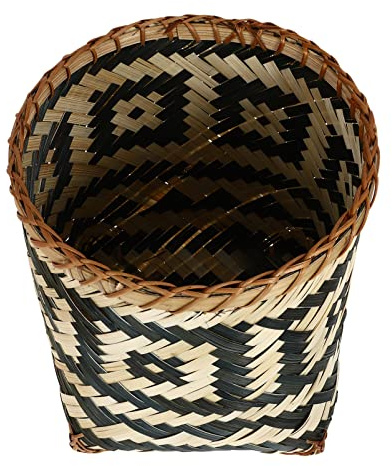 DOITOOL Corbeille à Papier en Osier Corbeille à Ordures Ronde Tissée Rustique Poubelle en Rotin Magazines Décoratifs Panier Organiser des Fleurs Support pour Organisateur de