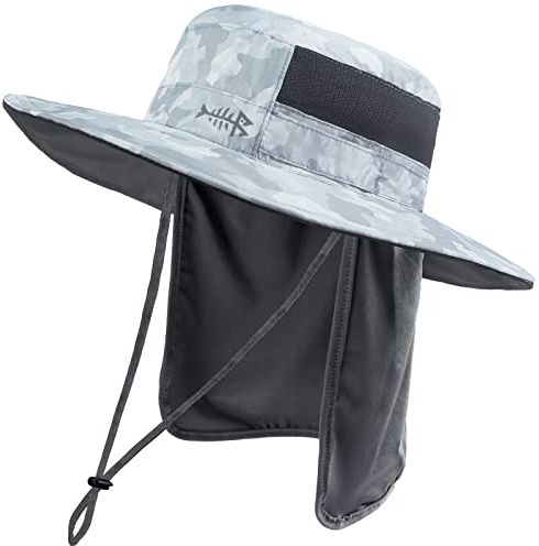 Bassdash Sonnenhut Fischerhut Bucket Hut UPF 50+ UV-Schutz Wasserdichter taktischer Angelhut mit breiter Krempe Einstellbare Größe mit Abnehmbarer Halsklappe für Männer und Frauen