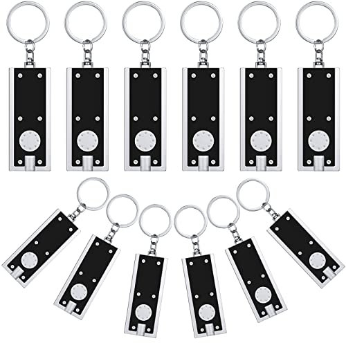 Mudder 12 Pcs Mini LED Keychains Flashlight, Samll Portable Torch, Black