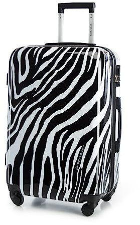 WITTCHEN Mittlerer Koffer Young-Kollektion ABS mit Polycarbonat Beschichtung und Teleskopgriff Reisekoffer Trolley Hartschalenkoffer Größe M 62L Weiß-schwarz