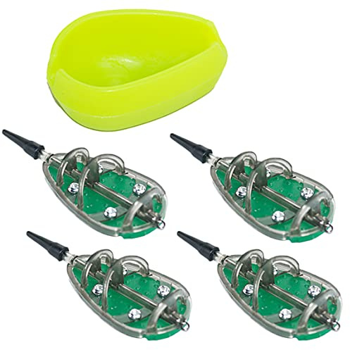 Hilai Sinker Gewichte, Fischereisenfutterköder Köder Kunststoff Inline Methode Feeder mit Schnellfreisetzungsform 4PCs