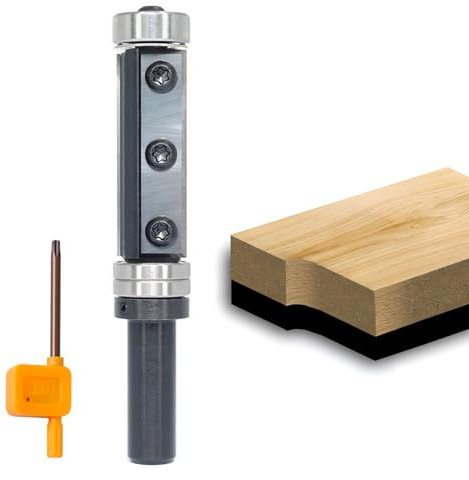 Sinoprotools Wendeplatten Bündigfräser,12mm Schaft Bündiger Fräser Schnittlänge 50mm,mit Austauschbare Hartmetall(HW),mit Kugellager am Schaft&Oben,for Holzbearbeitung Bündig Trimmen.（S=12,Ф=19,I=50)