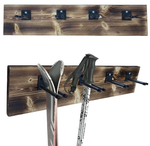 QLS Support mural N1 pour 4 paires de bâtons de marche nordique, trekking, porte-skis