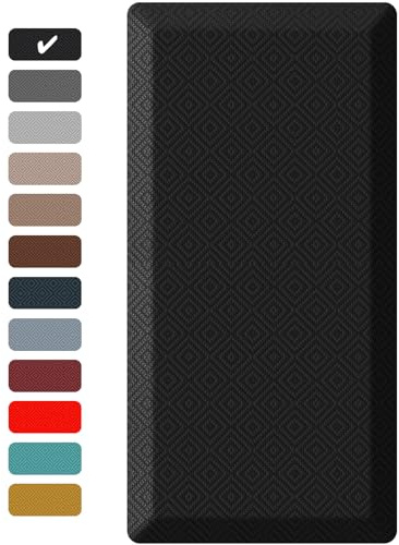 Ophanie Kitchen Mats for Floor, 3/4 inch Thick, 20x39 Anti Fatigue Cushioned Mat, Kitchen Rugs, Waterproof, Comfort Ergonomic Standing Mat for Office, Home, Sink, Black Non-Slip Ridged Bottom