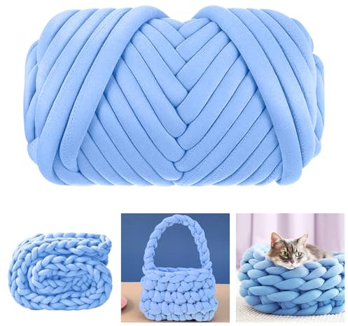MeYuxg Chunky Yarn Blau, 25M Chunky Wolle Superweicher Waschbarer, Stricken & Selbermachen Armstricken Wolle für Dicke Wolle zum Stricken, Handstrickgarn, Grobstrick (500g)