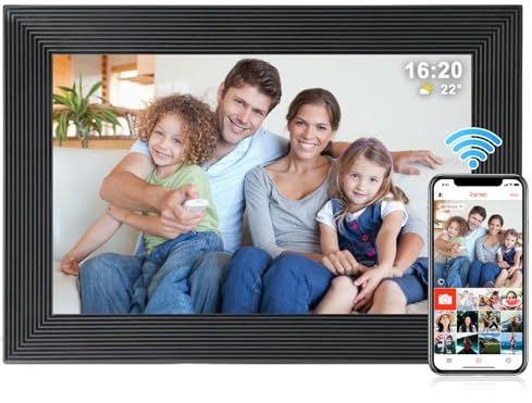 Golony Digitaler Bilderrahmen WLAN frameo Digital Photo Frame,10,1 Zoll 1280×800 Touchscreen,16GB,Automatische Drehung, unterstützt Wandmontage,Teilen Sie Fotos und Videos sofort über die FRAMEO-App