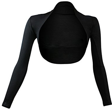 Glamexx24 Långärmad bolero för kvinnor, elegant axeljacka, kort jacka, krympande kofta, lätt kofta för festklänning, svart, XL kort