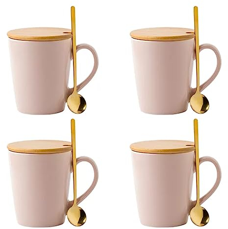 Trinkgläser Kaffeetasse, Keramik-Teetassen mit Henkel und mikrowellengeeignet, spülmaschinenfest, for Tee, Schokolade, Saft, Wasser, Kaffee Kaffeetassen (Color : Pink)