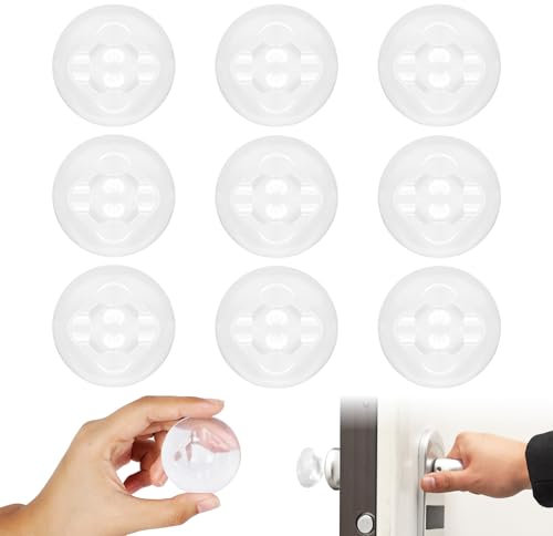 Romon Fermaporta Maniglia a Muro, 9 PCS Fermaporta da Parete Trasparente 50 * 15MM,Paracolpi Autoadesivi per Porte, Paracolpi per Maniglia Della Porta, per Proteggere Pareti e Mobili, Tappo