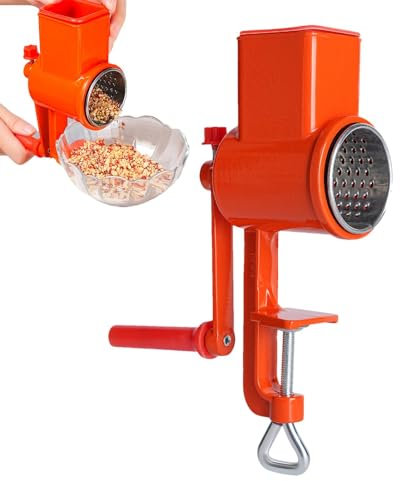 Hugsweet Molino de grano, rallador de queso | Molinillo giratorio de manivela,Molinillo de cocina para el hogar, molinillo portátil para grano, maíz, nuez, avena, especias, pimienta