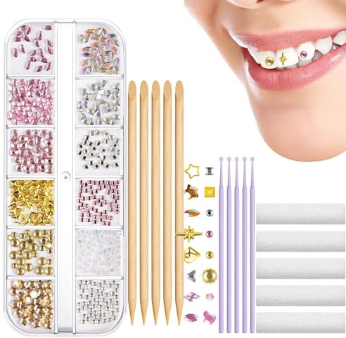 Edelsteine für Zähne | Schmuck zum Selbermachen für Herren und Damen, modischer Zahnstein, langanhaltender Glanz, Zahndekoration, Anfängerfreundlich für Reisen, Verabredungen, Partys