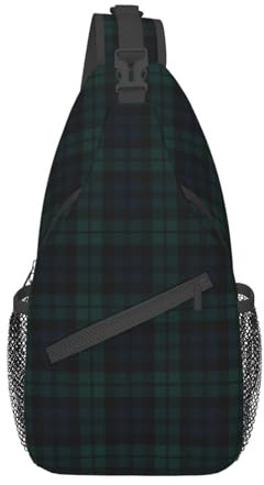 FWJZDSP Black Watch Tartan Sling Bag Umhängetasche Crossbody-Rucksack für Damen und Herren, Reisen, Wandern, Tagesrucksack, Brust-Umhängetasche
