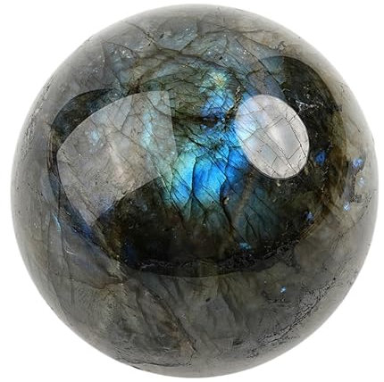 NHDVDVAV Labradorit-Steinkugel, natürliche Quarzkristallkugel, echte Edelsteinkugel, Kristallfigur, Wahrsagekugel für Zuhause, Hochzeit, Büro, Aquarium-Dekor,10cm/3.9in