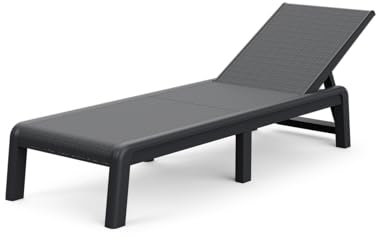 Keter Palma Sonnenliege für den Garten mit 4-Fach Verstellbarer Rücklehne, klappbare Gartenliege, grau, 187 x 58 x 29 cm, pflegeleicht, wetterfest und uv-beständig