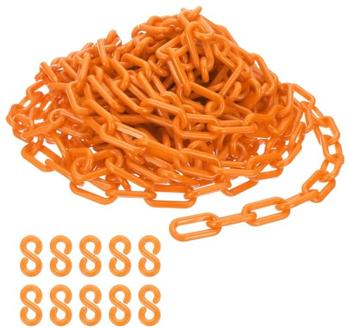 PATIKIL Orange Kunststoffkette, 39 ft 8mm Absperrkette Sicherheitsbarriere für Warnsicherheit Parkplatz, Personenkontrolle Zaun Tor Konzert Baustelle Absperrung Von Flächen