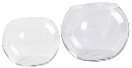 Garneck Vaso Di Vetro Creativo Trasparente Da 25 Cm, Portavaso Idroponico Tondo Liscio Per Decorazione Da Tavolo, Ornamento Casa, Ufficio, Hotel e Bar