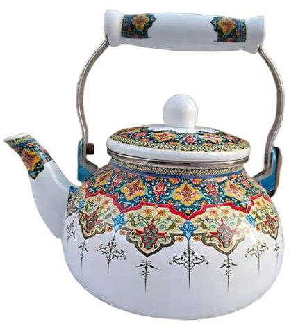 KESOTO Blumen Emaille Wasserkrug 2,5 L für Kalte Getränke Im Restaurant, B