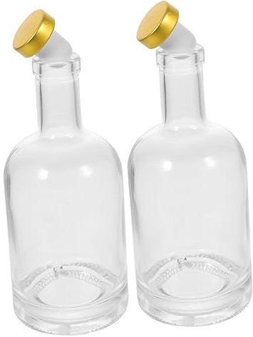 Holibanna 2piezas Botellas De Vidrio Transparentes Gruesas Base Antideslizante y Boca Ancha Envases Reutilizables Para Licor Whisky y Vino Hogar Bar y Club