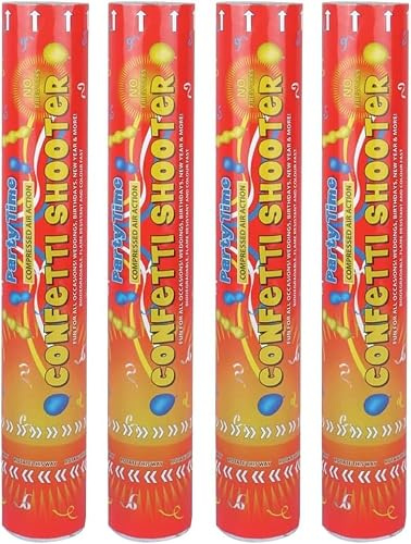 6 X Confetti Cannon Party Popper – Large Party Shooter for Birthdays, Weddings, Celebrations | Easy Twist & Pop | Biodegradable Confetti (50 cm, Celebration)