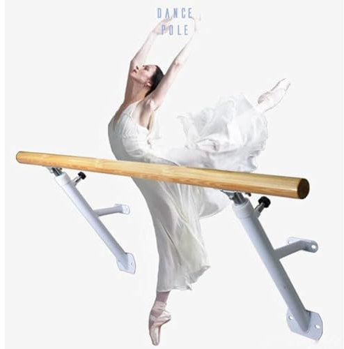 LIQONWAG An Der Wand Montierte Ballettstange, Verstellbare 80-120 cm Lange Stretching-Tanzstange, Trainingsgerät, Ballett-Workout-Tanzstange/White/100Cm