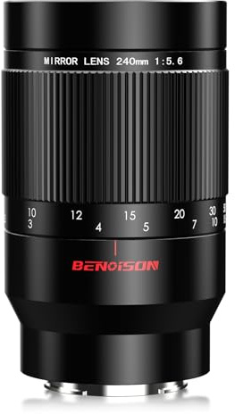 Obiettivo a Specchio - 240mm f5.6 per Nikon F, Messa a Fuoco Manuale (MF), Teleobiettivo per Nikon D3500 D850 D7500 D5600 D3400 D500 D7200 D5500 D750 D810 D3300 5300 D610 (attacco F)