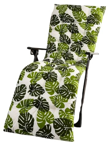 FANSU Coussin de Chaise Longue Epais, Coussin pour Bain de Soleil Chaise Longue avec Attache Matelas Jardin Exterieur Transat Confortable Antidérapant pour Patio (Feuille de Monstera,45x125cm)