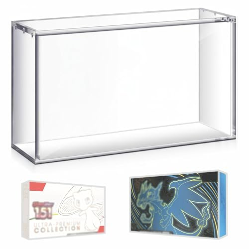 1 PC Acrylic Display Case with Magnetic Lid for Mega Charizard EX UPC Box / Scarlet & Violet 151 UPC Pack of 1 Acrylic Storage Box 5MM Thick Protective Dustproof Display Case