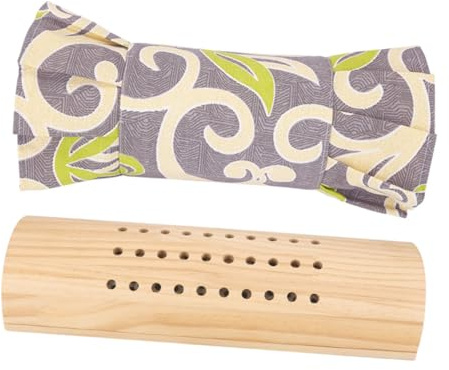 Amosfun Almohada Lumbar de Madera con Funda Desmontable para Sauna Soporte Ergonómico para Cuello y Cabeza Cojín para Moxibustión y Corrección Postural Sesiones de Relajación
