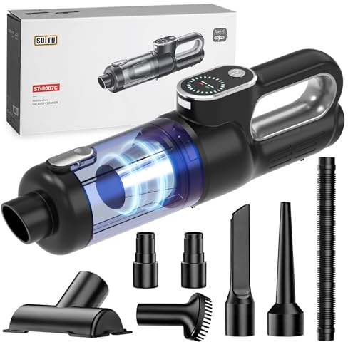 Cordless Car Vacuum Cleaner & Air Duster, 18000Pa Handheld Vacuum with 130W Brushless Motor, Rechargeable 2500mAh Battery, LED Light & Multi Nozzles, Portable Vacuum for Car, Home, Office, Pet Hair