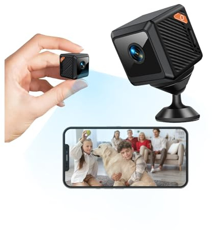 W02 Mini Kamera, 1080P WiFi Tragbare Mini-Kamera, WiFi Camera Nachtsichtkamera, Nachtsicht/Lange Batterielaufzeit/Cloud-Speicherplatz für Home Office (W02 + 64G Card Reader)