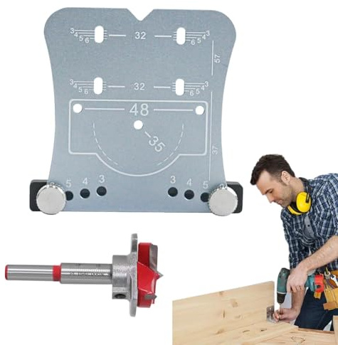 Cabinet Hinge Drill Guide for Home - 35mm Door Mounting Mould, Aluminum Alloy Hole Cutter, High Precision Tool | Drill Kit for Home Kitchen Cabinet Hinges Installation DIY Meu