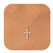 KINHOPI Kreuz Kette Damen, 14K Gold Vergoldet/925 Silber Plattiert Kreuz Anhänger mit Zirkonia Halskette Damen Schmuck Geschenke Frauen Mädchen