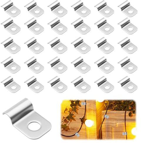 30 Stück Kabelschellen Metall, 5 mm Kabelschellen zum Schrauben U Schelle, 304 Edelstahl Kabelhalter Wand für Kabeln Bündigen Installation