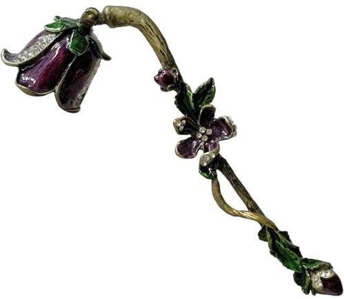 Hbbgdiy Apagavelas, extintor de Velas de Metal con Forma de Flor Vintage con Mango Largo y Diamantes de imitación, Elegante para cumpleaños de San Valentín, Navidad y Hanukkah.