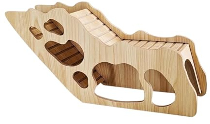 F Fityle Hamster Maison en Bois MDF pour Habitat de Rongeur avec Cachette Lavable Accessoire de Cage Jouet D'Exploration et d'escalade Adaptée Aux Petits, Style B