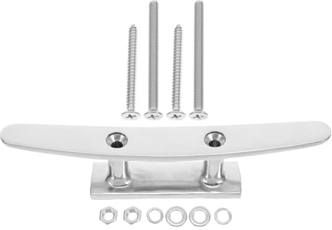 GLEAVI Cornamusa de Amarre de Acero Inoxidable 316 de 6 Pulgadas Soporte para Cuerda de Muelle con Tornillos M5 Accesorio Náutico Resistente 150Kn para Barcos Kayaks y Embarcaciones