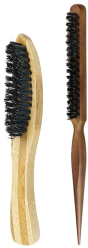 TEHAUX Herren Bartbürste aus Naturborsten mit Ergonomischem Bambusgriff Bartpflege und Haarstylingbürste für Friseursalon und Private Anwendung