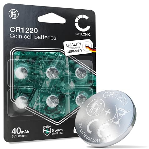 CELLONIC CR1220 Pile Bouton Capteurs- 6X | (Lithium, 40mAh, 3V)